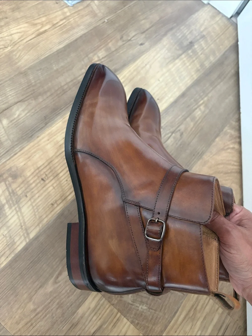 Brown Leather Chelsea Boots with Side Strap